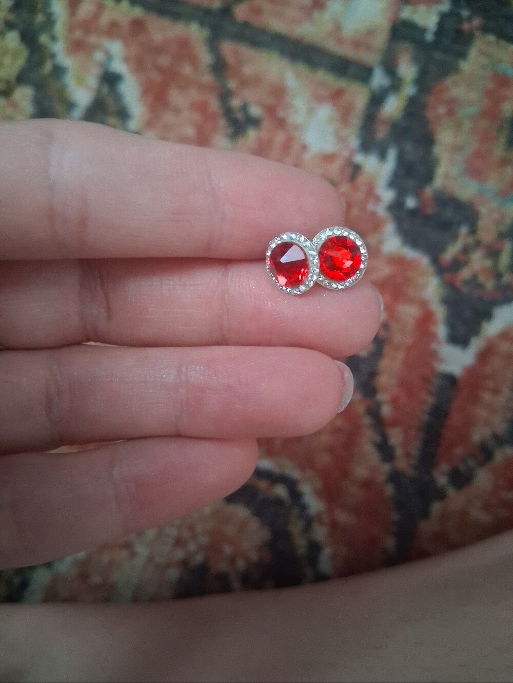 No brand frosted ruby colored stud earrings brand new never used